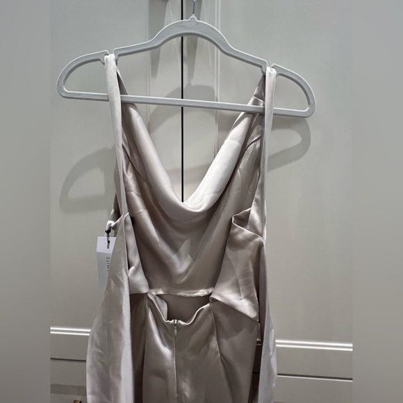 Dynamite Satin Cowl Neck Slip Dress in Polished Pearl - Picture 5 of 6